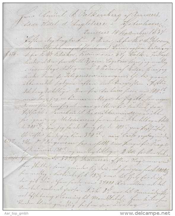Dänemark 1854-09-10 Randers Brief Mit Mi#1IIb 3-Ring-O #53 Nach Kopenhagen - Brieven En Documenten