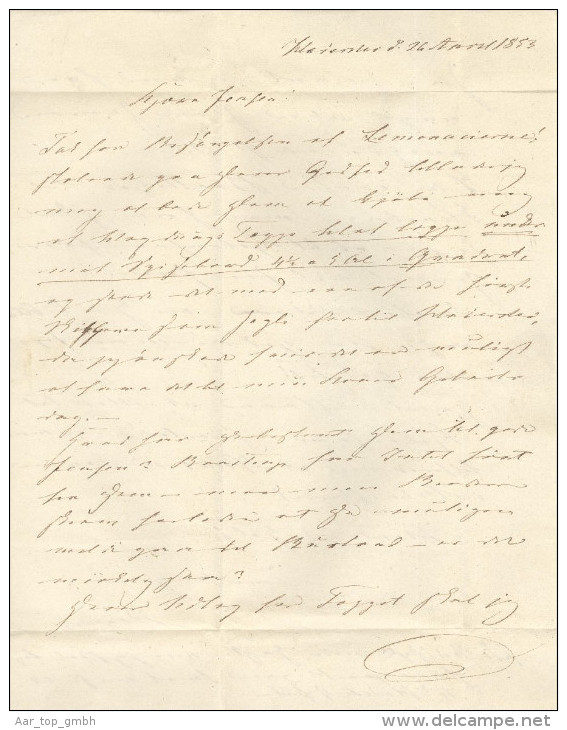 Dänemark 1853-04-26 Haderslev Brief Mit Mi#1IIa 3-Ring-O #23 Nach Kopenhagen - Covers & Documents