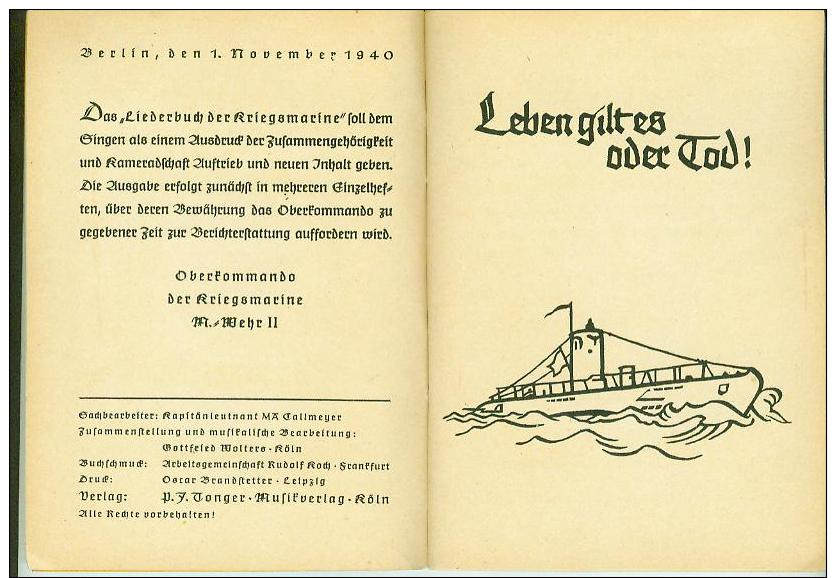 Liederbuch Der Kriegsmarine -Heft 2 -Original -56 Seiten -Sehr Guter Zustand - 1939-45