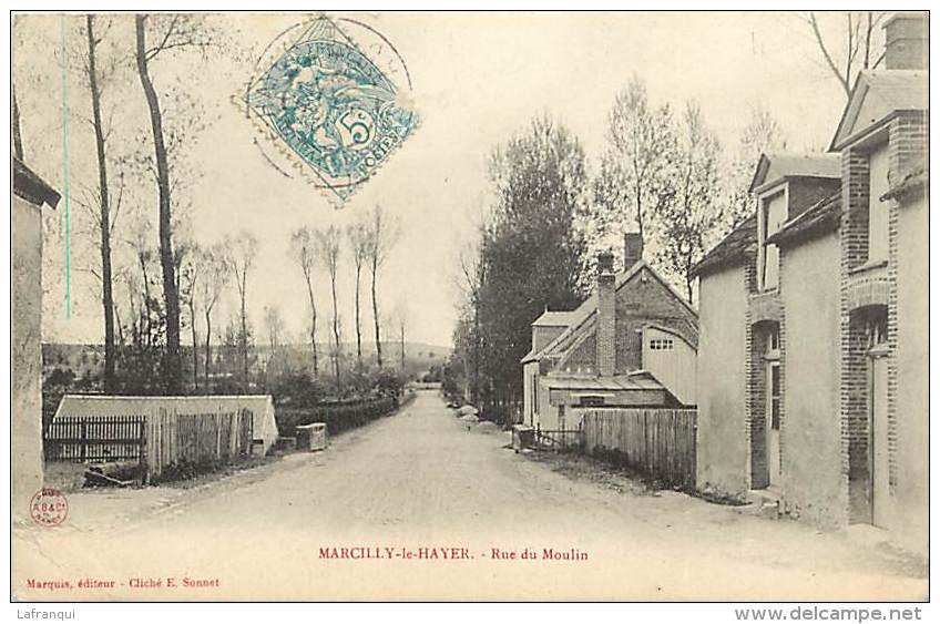 - Dept Div- Aube - Ref CC404 - Marcilly Le Hayer - Rue Du Moulin - Carte Bon Etat - - Marcilly