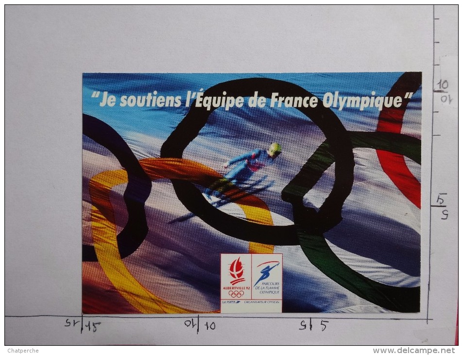 JEUX OLYMPIQUES D'HIVER  ALBERTVILLE 92 "JE SOUTIENS L'EQUIPE DE FRANCE"  VERSO PRE ADRESSE - Jeux Olympiques