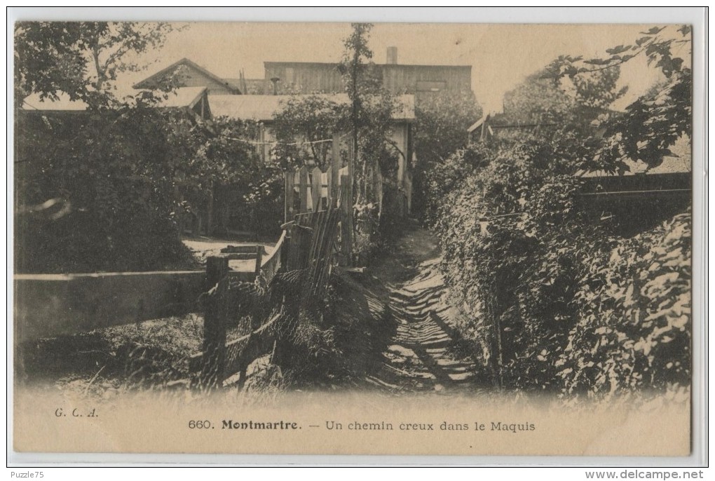 75018 - PARIS - MONTMARTRE - UN CHEMIN CREUX DANS LE MAQUIS - Arrondissement: 18