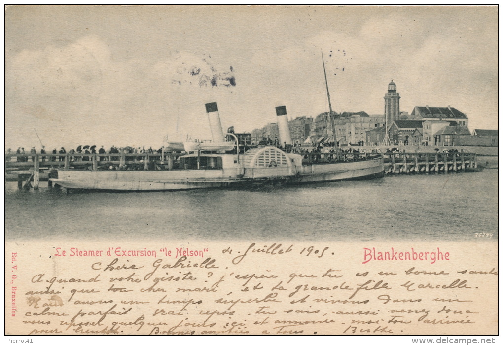 BELGIQUE - BLANKENBERGHE - Le Steamer D'Excursion " LE NELSON " - Blankenberge