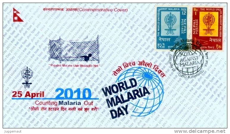 WORLD MALARIA DAY COMMEMORATIVE COVER NEPAL 2010 MINT CONDITION - Malattie