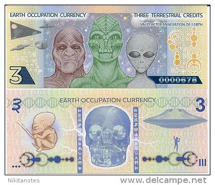 ALIEN INVASION MONEY 3 TERRESTRIAL CREDITS 2015 POLYMER UNC - Autres & Non Classés