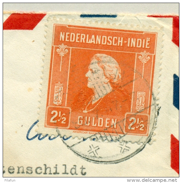 Nederlands Indië - 1947 - Deviezencontrole Op LP Brief Met 2,5 Gulden Zegel Naar USA - Netherlands Indies