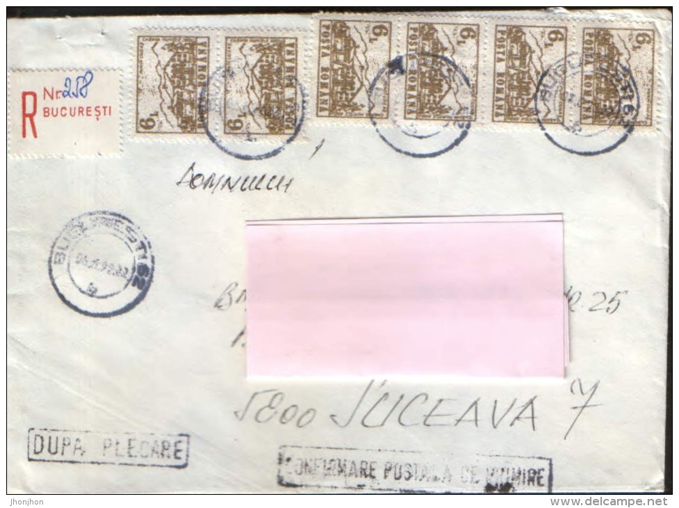 Romania - Registered  Letter Circulated In1992 - Franking " Rich "  - 2/scans - Covers & Documents