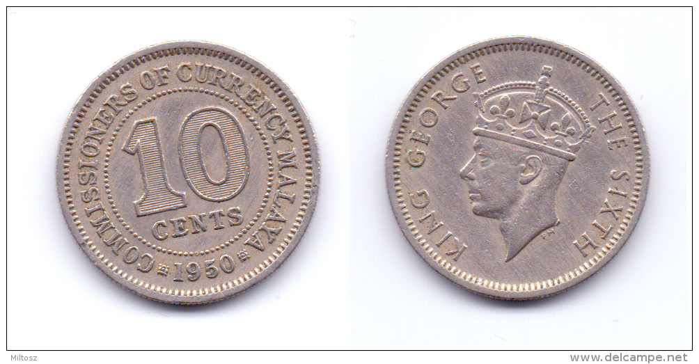 Malaya 10 Cents 1950 - Malaysia