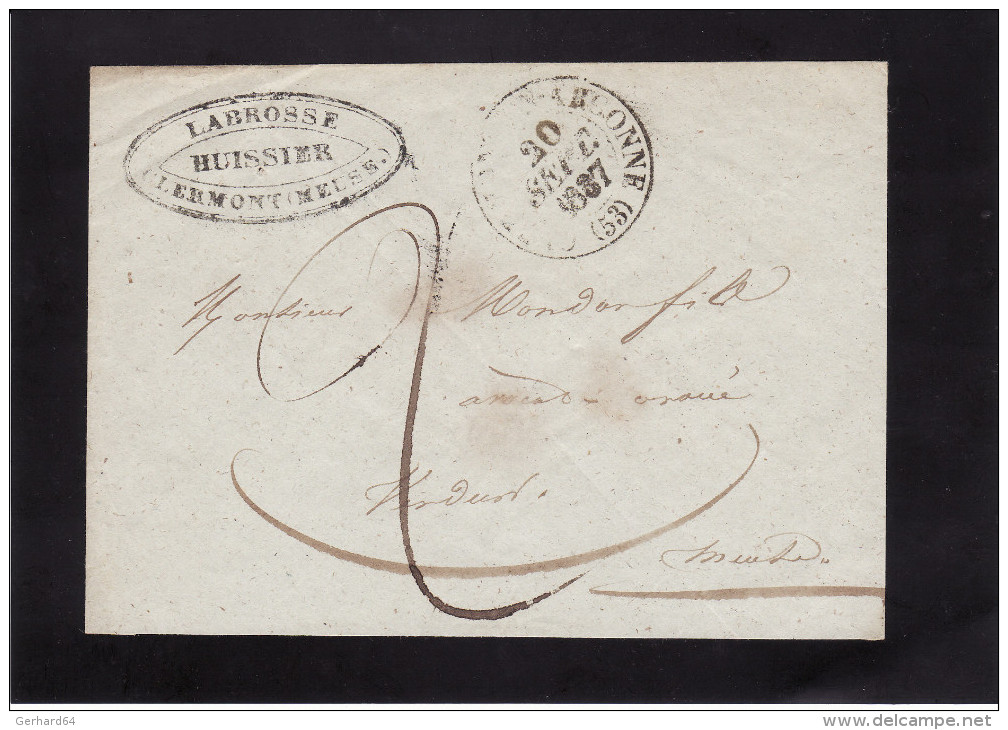 France - CLERMONT-EN-ARGONNE Pour VERDUN - Cachet 13 - 20 SEPT. 1837 - Sans Correspondance (voir Description) (Lot LF 6) - 1801-1848: Precursors XIX