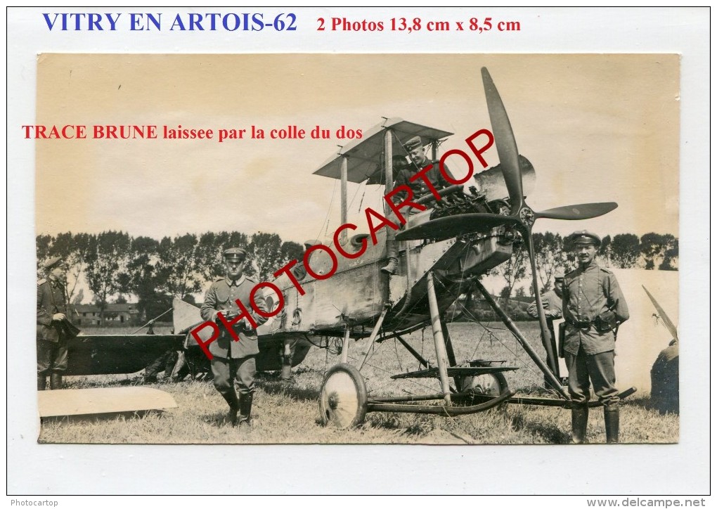 VITRY EN ARTOIS-Avion Francais-1-10-15-Aviation-FLIEGEREI-Aircraft-2x Photos Allemandes-Guerre 14-18-1 WK-MILITARIA-Fran - Vitry En Artois