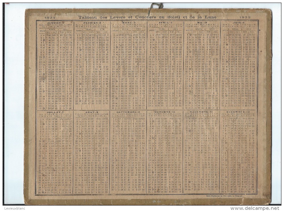 Calendrier /Postes Et Téléphone/ La Mise Au Tombeau - Le Titien/Oberthur/ 1932   CAL203 - Grand Format : 1921-40