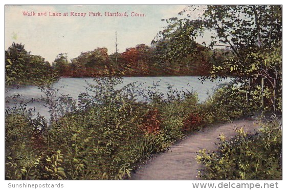 Walk And Lake At Keney Park Hartford Connecticut 1910 - Hartford