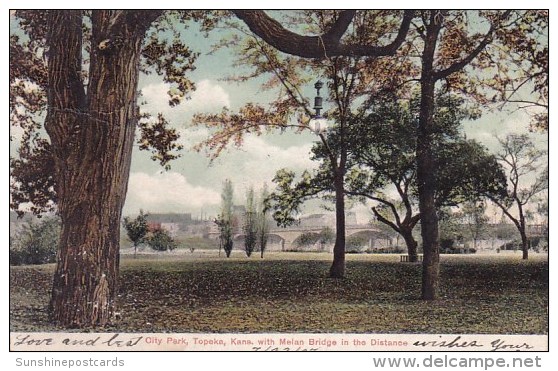 City Park Topeka Kansas With Melan Bridge In The Distance Topeka Kansas 1907 - Topeka