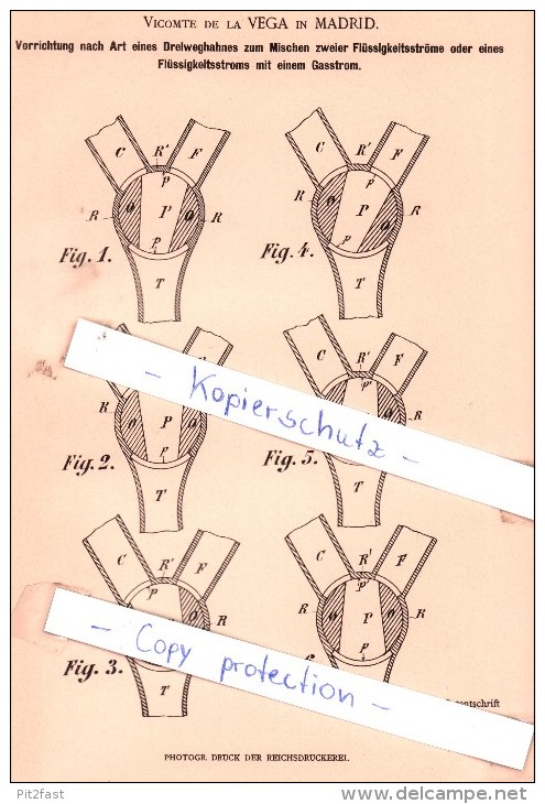 Original Patent - Vicomte De La Vega In Madrid , 1901 , Dreiweghahnes Zum Mischen !!! - Documentos Históricos