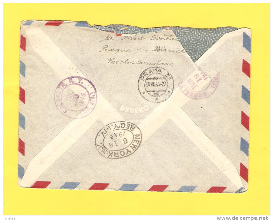 Old Letter - Czechoslovakia, Airmail  Praha-New York - Luchtpost