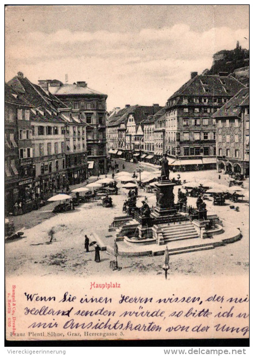 ! Alte Klappkarte Graz, Hauptplatz, 1904 , Steiermark, Österreich, Stengel & Co., Dresden - Graz