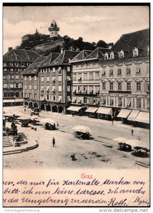 ! Alte Klappkarte Graz, Hauptplatz, 1904 , Steiermark, Österreich, Stengel & Co., Dresden - Graz
