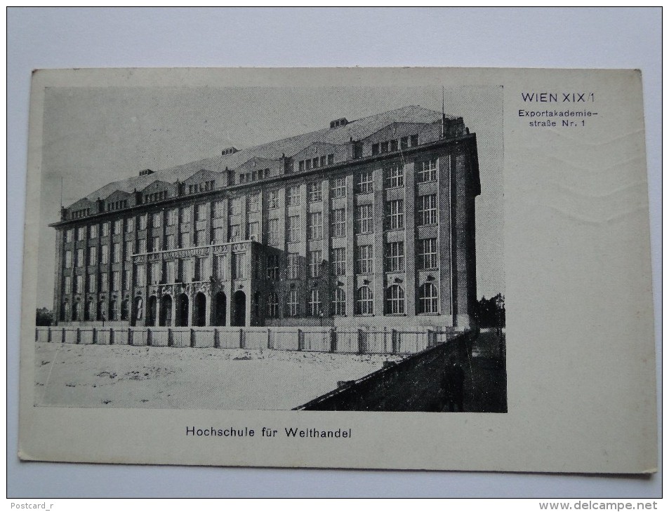 WIEN XIX/1 EXPORTAKADEMIE-STRASSE Nr.1  HOCHSCHULE FÜR WELTHANDEL STAMP 1921  A2 - Sonstige & Ohne Zuordnung