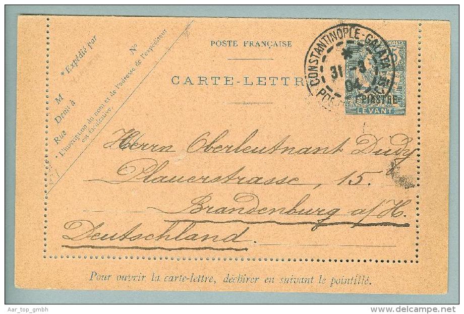France Levante Constantinopel 1904-03-31 Ganzsache Brief Nach Brandenburg - Lettres & Documents