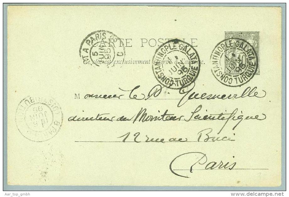 France Levante Constantinopel 1895-06-01 Franz.Ganzsache Nach Paris - Lettres & Documents