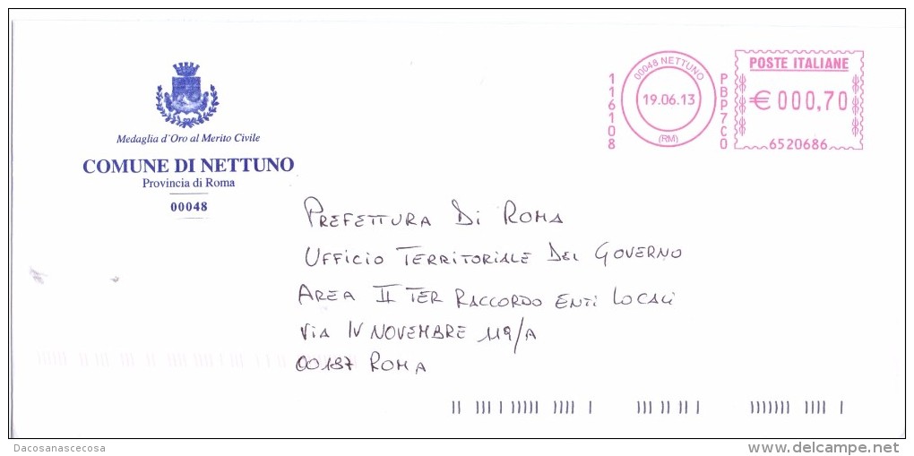 NETTUNO  - 00048 ROMA - CAMPIONE FOTOGRAFICO  DI 17 - FTO 11X23 - TEMA TOPIC COMUNI D´ITALIA - STORIA POSTALE - Macchine Per Obliterare (EMA)