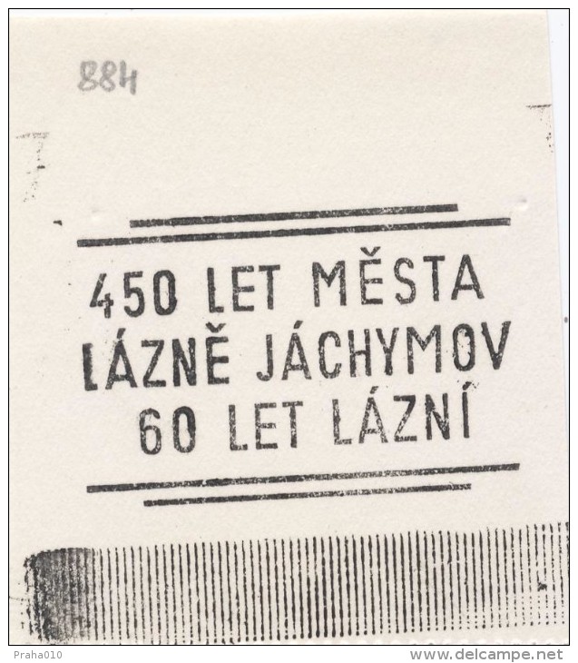 J2222 - Czechoslovakia (1945-79) Control Imprint Stamp Machine (R!): 450 Years Of City Lazne Jachymov; 60 Years Old Spa - Essais & Réimpressions