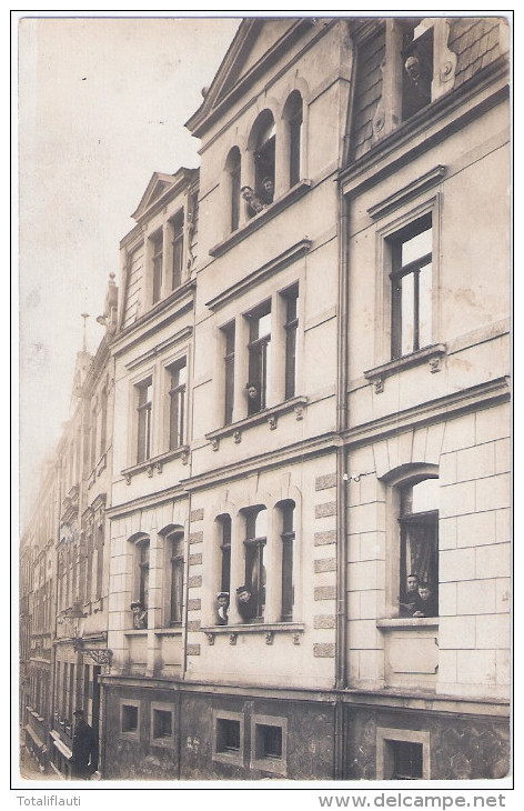 GREIZ Einzel Mietshaus Belebt Strassenfassade 3.11.1909 Gelaufen - Greiz