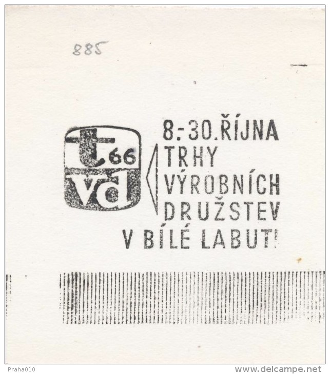 J2226 - Czechoslovakia (1945-79) Control Imprint Stamp Machine (R!): Markets Production Co-operatives In The White Swan - Proeven & Herdrukken