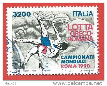 ITALIA REPUBBLICA USATO - 1990 - Campionati Mondiali Di Lotta Greco Romana - £ 3200 - S. 1944 - 1981-90: Usati