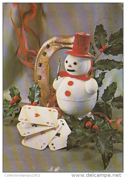 21370- PLAYING CARDS, HORSE SHOE, SNOWMAN, MISLETOE - Cartes à Jouer