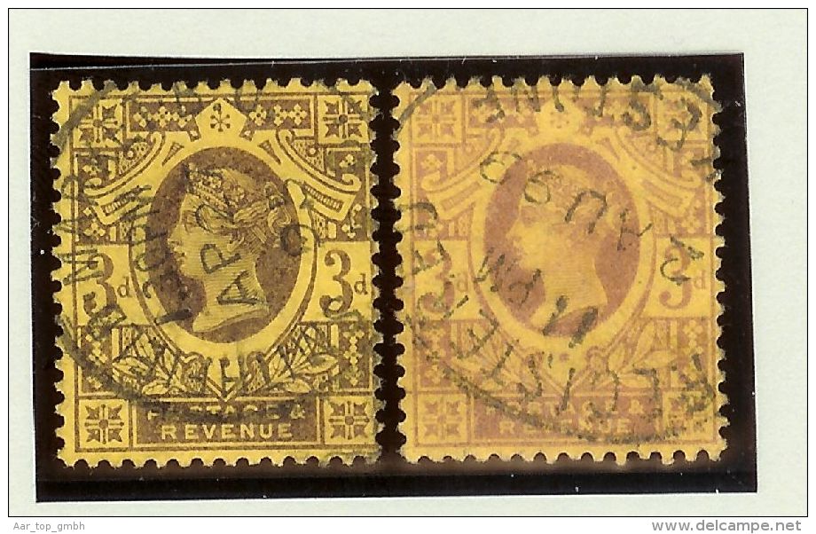 Grossbritannien 1887 Mi # 90a+b Gestempelt - Used Stamps