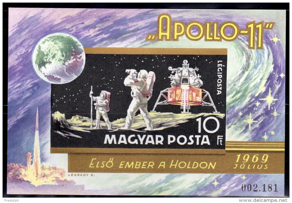 ESPACE - HONGRIE  -  BLOC N° 79 NON DENTELE  ** (1969)  APOLLO 11 - Europe