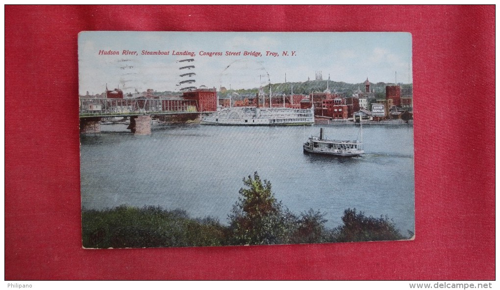 - New York>  Hudson River Steamboat Landing Congress Street Bridge  Troy NY 1854 - Other & Unclassified