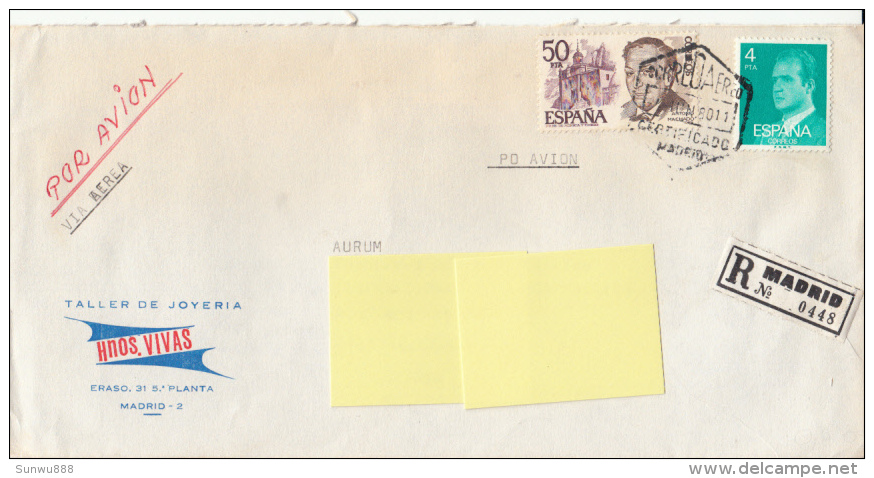 Registered Mail Certificado Suiza (Suisse, Geneva, International Gold Corporation, Taller De Joyeria) - Covers & Documents