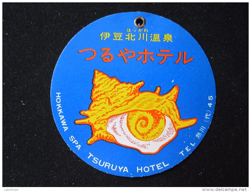 HOTEL MOTOR HOSTEL INN SHELL SPA HONKAWA TSURUYA TOKYO JAPAN LUGGAGE LABEL ETIQUETTE KOFFERAUFKLEBER DECAL STICKER - Hotel Labels