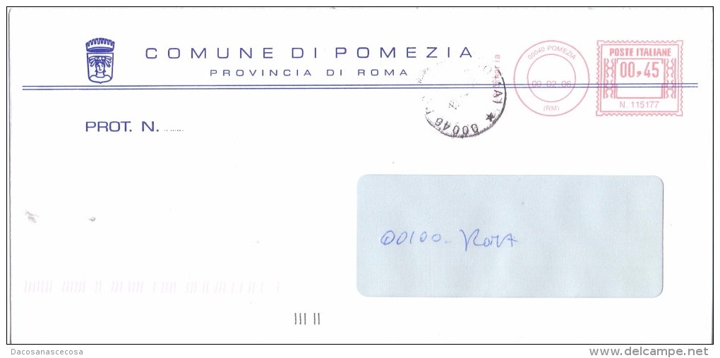 POMEZIA - 00040 ROMA - CAMPIONE FOTOGRAFICO  DI 1 - FTO 11X23 - TEMA TOPIC COMUNI D'ITALIA - STORIA POSTALE - Macchine Per Obliterare (EMA)