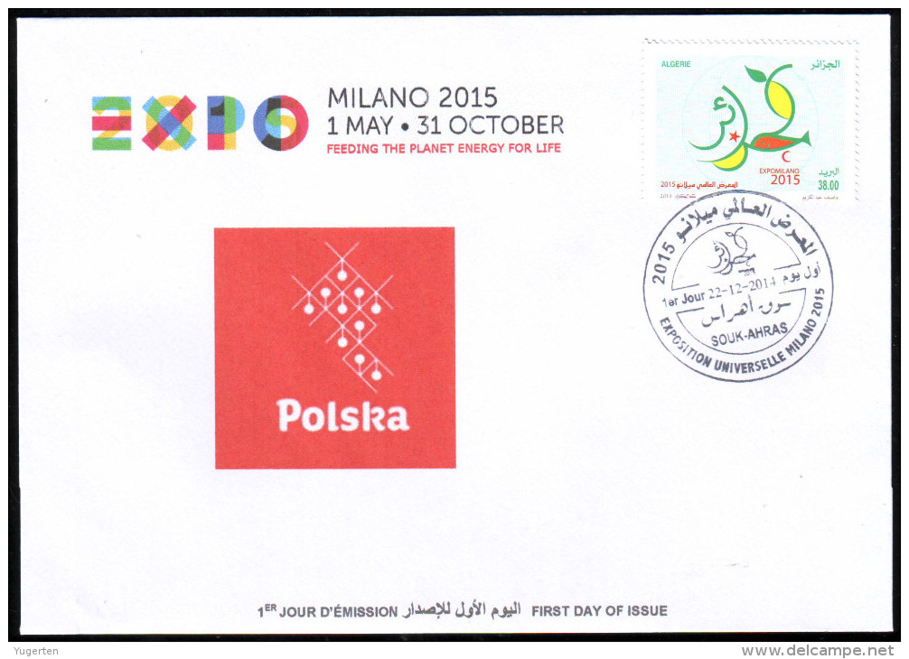 ARGELIA 2014 FDC  FDC Expo Milan 2015 Milano Universal Expo - Poland Pologne Polska Italia Italy Exposition Food - 2015 – Mailand (Italien)