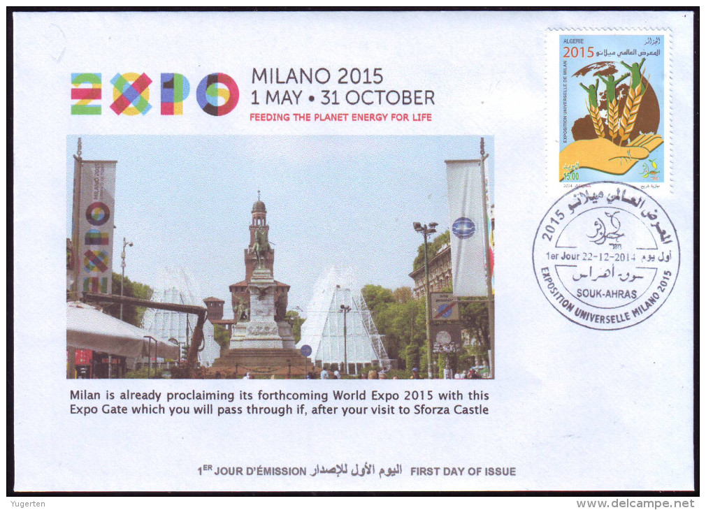 ARGELIA 2014 FDC World Expo Milan 2015 Milano Esposizione Di Milano 2015 Italia Alimentazione Italiano Sforza - 2015 – Milán (Italia)