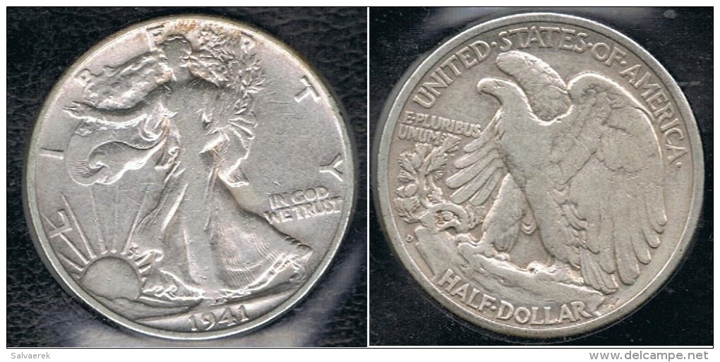 EE.UU.  USA HALF DOLLAR  1941 D PLATA SILVER - 1916-1947: Liberty Walking