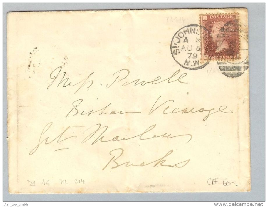 Grossbritannien 1879-08-06 Mi# 16 Pl 214 St.Johns-Wood > Bucks - Cartas