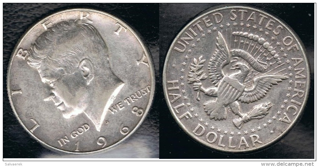 EE.UU.  USA HALF DOLLAR  1968 D KENNEDY PLATA SILVER. B2 - 1964-…: Kennedy