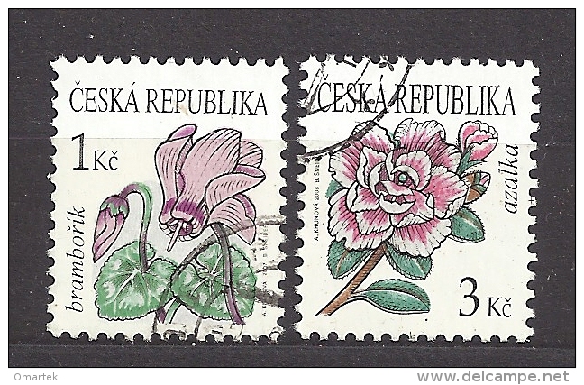 Czech Republic 2007 ⊙ Mi  514, 553 Sc 3345, 3364 Flowers Cyclamen, 2008 Azalea. Tschechische Republik C1 - Gebraucht