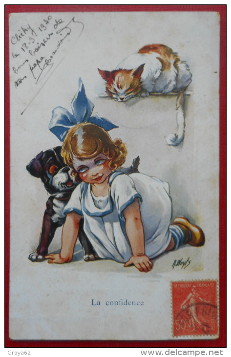 CPA  FANTAISIE ILLUSTRATEUR  A WUYTS - LA CONFIDENCE FILLETTE  Chien Et Chat 1930 N°159 - Wuyts