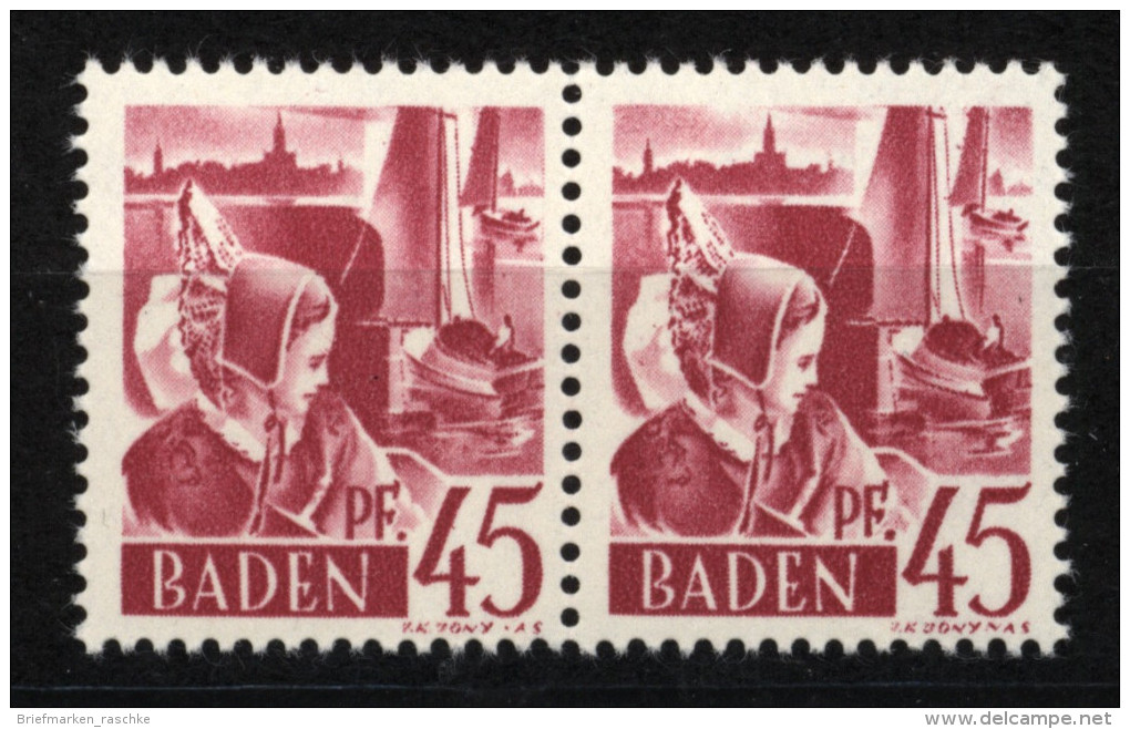 Baden,9 PF II,im Paar Mit Normalmarke,xx  (5290) - Baden