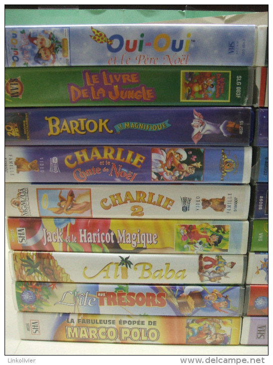 21x K7 CASSETTE VIDEO VHS Secam: Princes Et Princesses, Magic Baskets, L'Incroyable Voyage 2, Oui-Oui, Winnie L'Ourson.. - Verzamelingen, Voorwerpen En Reeksen