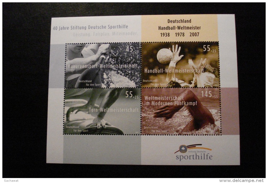 Allemagne - Année 2007 - Deutsche Sporthilfe - Y.T. BF 69 - Neuf (**) Mint (MNH) Postfrisch (**) - Unused Stamps