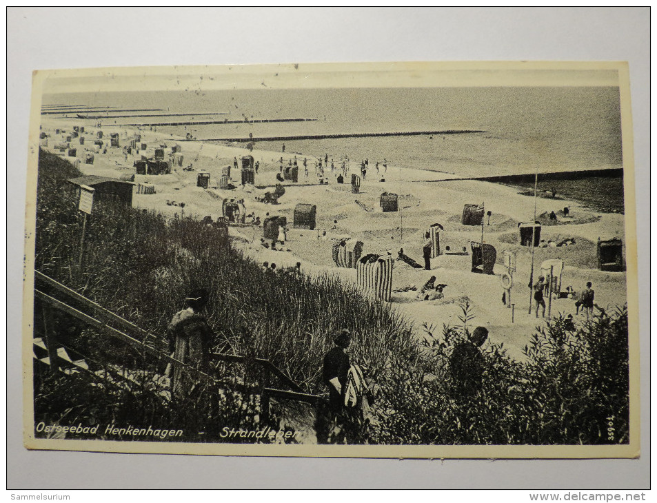 (4/7/91) AK "Henkenhagen" Ostseebad, Strandleben Um 1938 - Pommern