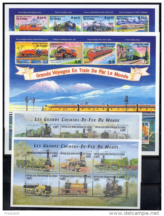 CONGO - 2001 - 12 BLOCS  N°167/178  ** TRAINS - Mint/hinged