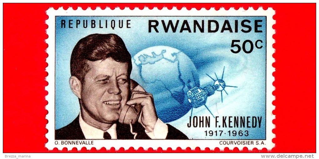 RWANDA  - Usato - 1965 - Anniversario Della Morte Del Presidente John F. Kennedy (1917-1963) - 50 - Usati