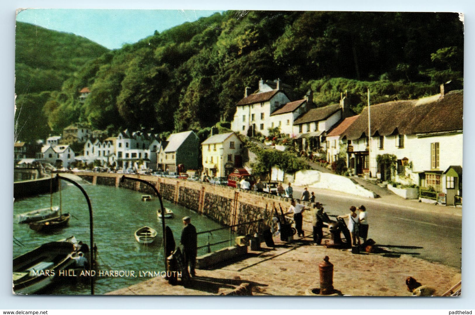 POSTCARD MARS HILL AND HARBOUR LYNMOUTH COLOUR POSTCARD RPPC  1962 BIRKENHEAD ADDRESS - Lynmouth & Lynton